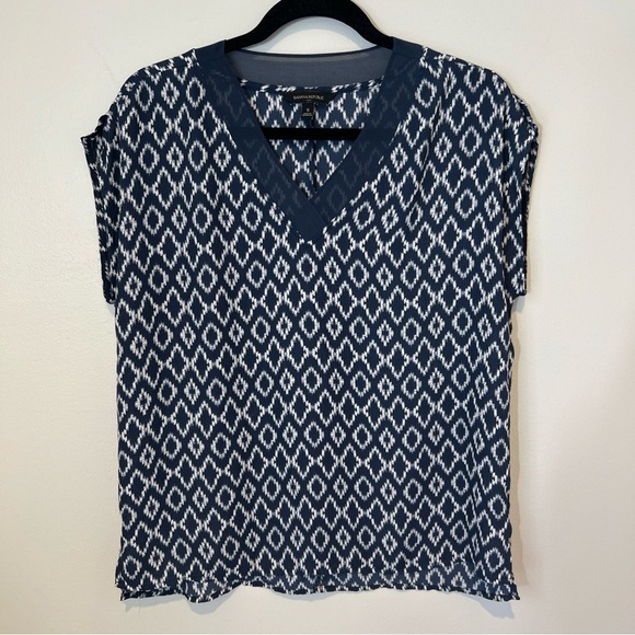 Banana Republic Womens V-Neck Lightweight Tee Cap Sleeve Navy Blouse Size‎ Small - Picture 1 of 13